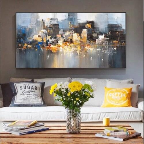 Abstract City Building Rain Boat Poster Scenery Pictures Room Decoration Painting On Canvas Wall Art For Living Room