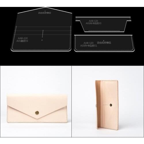 Leather tools acrylic template long wallet wallet design drawing pattern diy handmade leather goods pattern mold