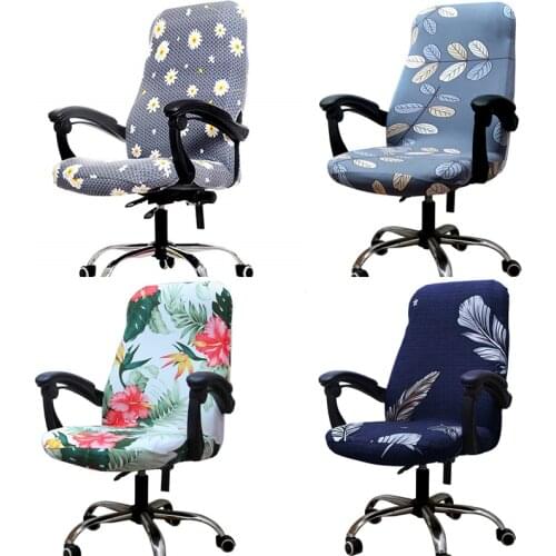 Spandex Office Chair Covers Rotating Lift Computer Chair Slipcovers Office Armchair Covers Geometric Backrest Seat Slipcovers