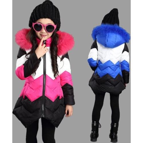 New Fashion Winter Thicken Warm Kids Girls Jacket Children Plus Thick Velvet Jacket Long Warm Coat Snowsuit For Cold Winter