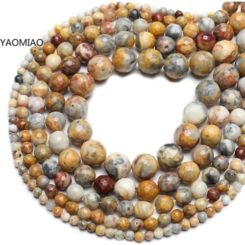 4-12mm Faceted Round Crazy Agates Natural Stone Beads Loose Beads For Jewelry Making Charm Bracelet Necklace Handmade DIY