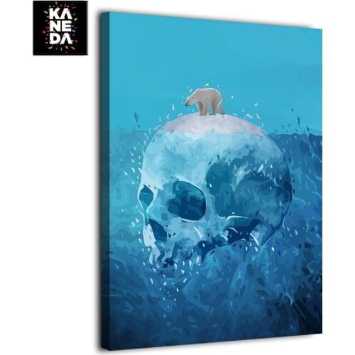 HD printed 1 piece canvas art blue skull bear iceburg green peace by KANEDA Alessandro Pautasso Painting room decoration F1929