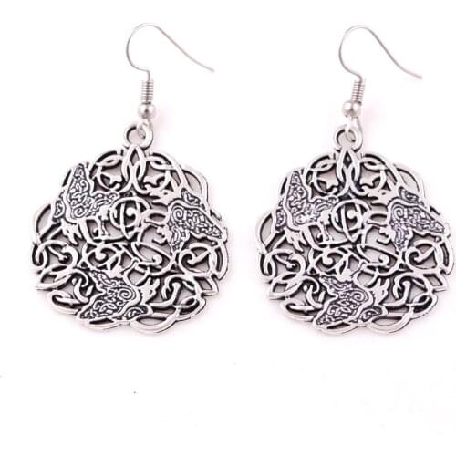 Raven Pendant Morrigan Crow Amulet Triskelion earring