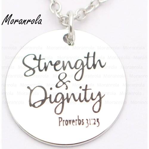 New arried" Strength and Dignity "necklace Keychain,charm Hand stamped Jewelry Proverbs 31:25 Bible necklace Inspirational gift