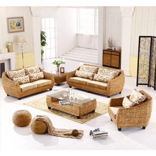 2018 new design fashion leisure handmade rattan sofa living room furniture with 2pcs free round stool