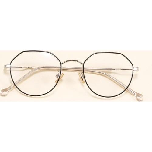 Students Vintage Polygonal Alloy Prescription Glasses Frame Boys & Girls Literary Decoration Clear Lens Myopia Eyeglasses Small