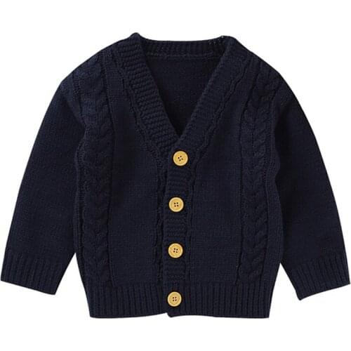 Autumn New Baby Boys Girls Coat Baby Sweater Toddler V-neck Knit Cardigans Newborn Knitwear Long-sleeve Baby Jacket Tops
