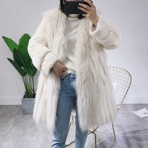 Real Fur Coat 2020 Winter Coat Women Velvet Mink Fur Sleeve White Raccoon Fur Warm Coats Manteau Femme