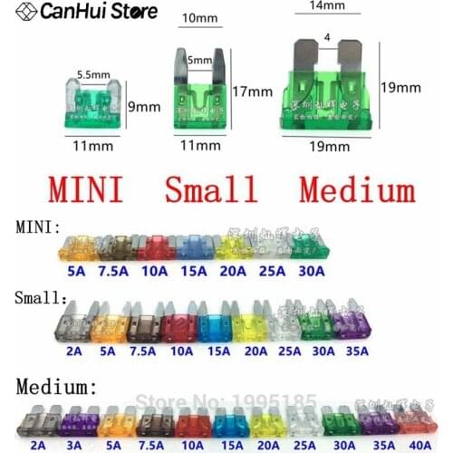 10-20pcs Fuses Mini Small Medium Car Fuse 1A 2A 3A 5A 7.5A 10A 15A 20A 25A 30A 35A 40A 45A 50A Amp Clip Fuse Set for Car Truck