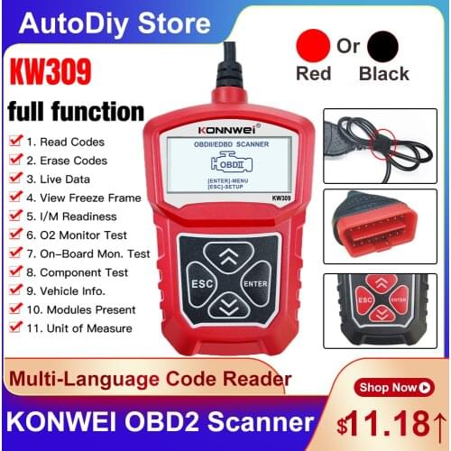 Professional KONNWEI OBDⅡ Scanner KW309 For Car Fault Code Reader Diagnostics Tools Support 7 Languages Check Vehicles Engine