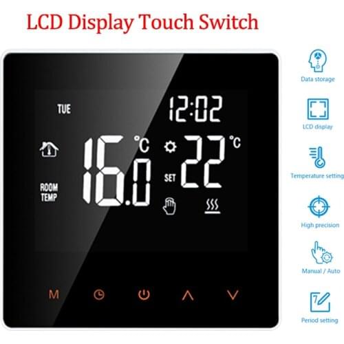 Temperature Control Touch Switch LCD Digital Display Sensor Wall-mounted EU Touch Suitable For Electric Heating And Gas Boiler