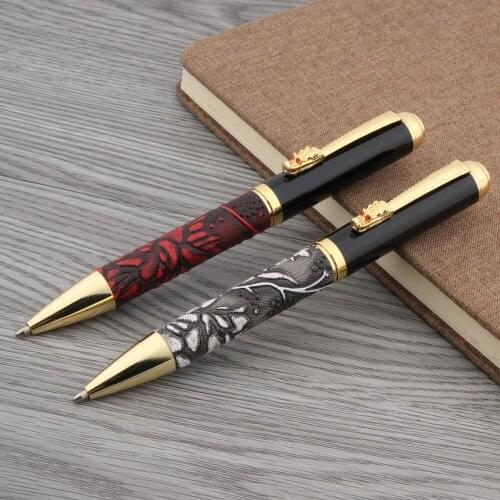 1pc STUDENT RED gray COLOR golden Dragon TWIST BALLPOINT PEN