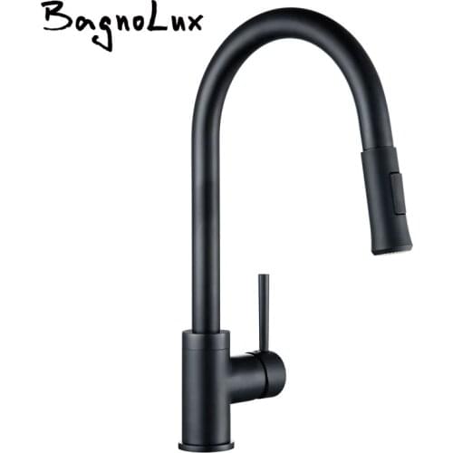 Kitchen Faucets Matt Black Single Handle Pull Out Kitchen Tap Single Hole Handle Swivel 360 Degree Water Mixer Tap Mixer Tap