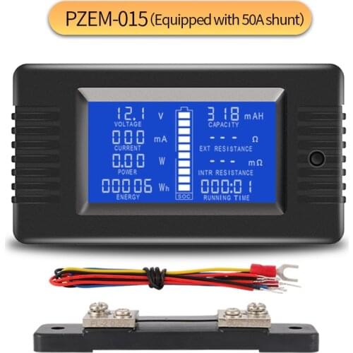 PZEM015 DC 0-200V 50A Voltmeter Ammeter Car Battery Tester Capacity resistance electricity Voltage Meter monitor 12v 24v 48v 96v