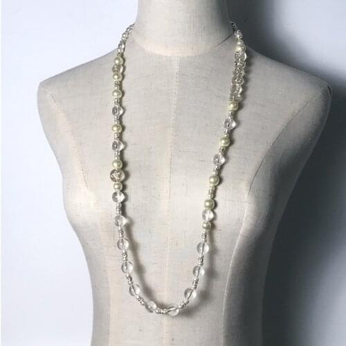 Top Quality Fashion Crystal Pearls Luxcy Party Long Necklace Vintage Beads Chain Jewelry Neckalce