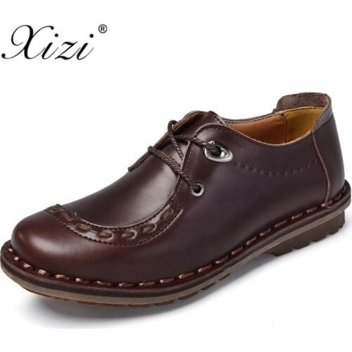 XIZI Brand Handmade 100% Genuine Leather Men footwear Casual Shoe Male High Quality moccasins Casual loafers boat shoes for men