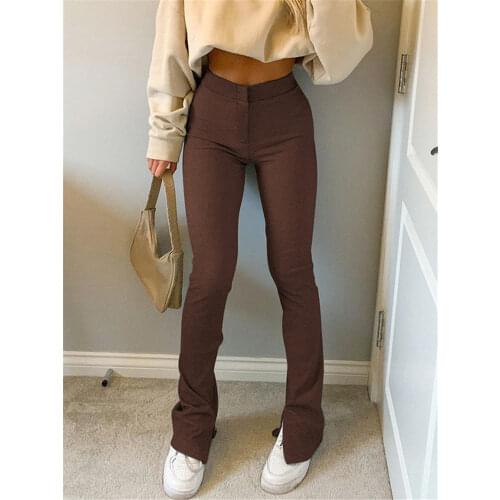 Tossy Womens Solid High Waist Stretchy Leggings Skinny Sexy Split Out Long Trousers Casual Sport Pants Streetwear Autumn 2021