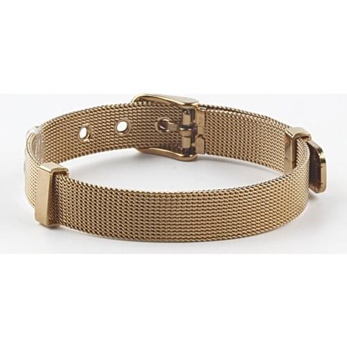 ZMZY Mesh Chain Rose Gold Black Color Stainless Steel Bracelet Bangle Jewelry Gifts for Women Men Charm Bracelets