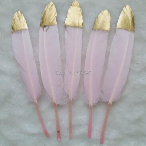 Gold Dipped Feathers, Pink and Gold, Baby Mobile Feathers, New Baby Girl Party Decor, Dream Catcher Feathers, Deco,100pcs/lot