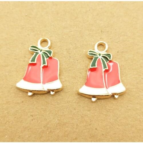 10pcs 15x20mm christmas bell charm enamel charm for jewelry making and crafting earring pendant necklace bracelet charm