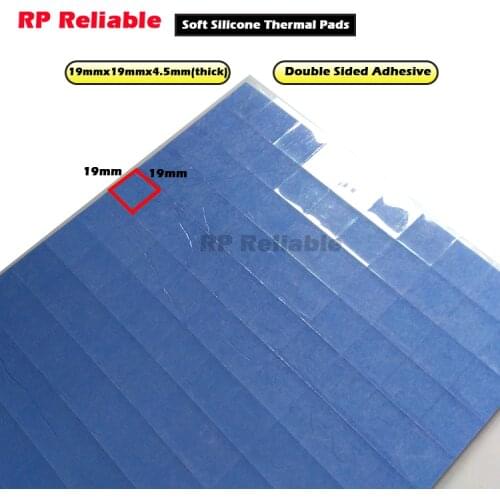 19mmx19mm) 4.5mm Thick, Double Sided Adhesive Thermal Pads, Soft Silicone Mat Gasket for Route, Laptop, Power, IC Controler