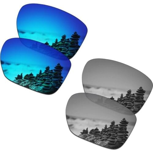 SmartVLT 2 Pairs Polarized Sunglasses Replacement Lenses for Oakley Sliver XL Ice Blue and Silver Titanium