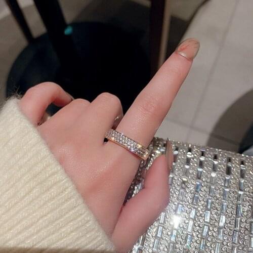 2021 South Korea Dongdaemun Electroplated Rhinestone Square Fashion Female Index Finger Ring