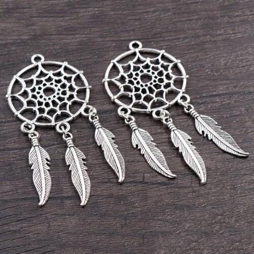 5pcs Charms Native Dream Catcher Connector Antique Making Pendant Fit,Vintage Tibetan Bronze Silver Color,DIY Handmade Jewelry