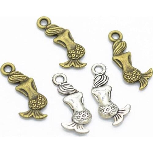 60pcs Fashion vintage gift Mermaid 3 alloy charms lot DIY making bracelet necklace jewelry accessories charms for jewelry making