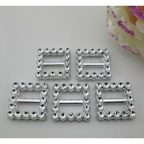 AB44 13mm)20 X Acrylic Square Buckle Invitation Ribbon Slider For Wedding Supplies