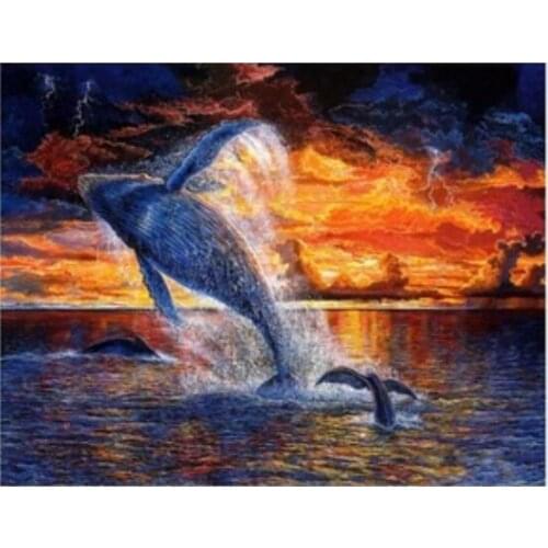 Diamond Painting Full Display Sea Dolphin Diamond Dot Mosaic Embroidery Picture Crystal Rhinestone Sticker Decal Wall Art Craft