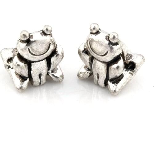 15pcs Zinc Alloy Frog Large Hole Spacer Beads For Jewelry Making Bracelet Necklace DIY Accessories 10x13mm nm524