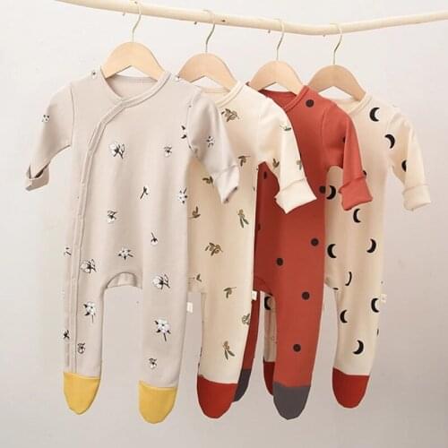 Baby Clothes Newborn Baby Clothes With Hat Printing Baby Jumpsuit Long Sleeve Boys And Girls' Autumn Underpainting Jumpsuit