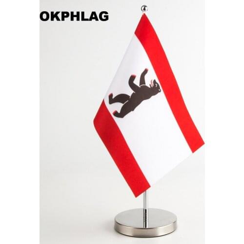 Germany state Berlin desk Flag with Stand 14*21CM table Banners Customize for Office House Party