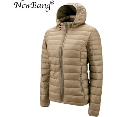 NewBang Lightweight Cotton Jacket Women Winter Warm With Hooded Coat Female Slim Hat Detachable Jackets