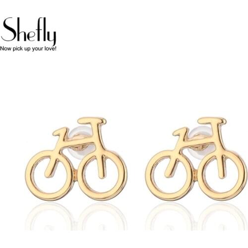 Small Biker Shape Cute Korean Earrings for Women Tiny Gold Silver Color Stud Earring Fashion Gift to Best Friend Aros 2020