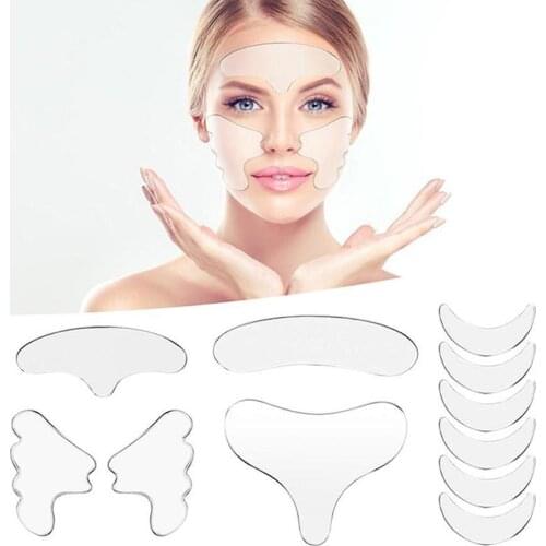 11pcs Reusable Silicone Wrinkle Removal Sticker Face Forehead Neck Eye Sticker Pad Anti Wrinkle Aging Skin Lifting Care Patch