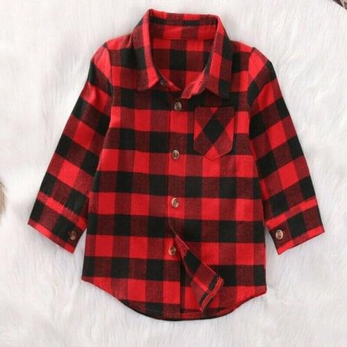 Fashion Baby Kids Boys Girls Clothes Cotton plaid Long Sleeve Casual Tops Blouse Autumn Outfits 1-7T
