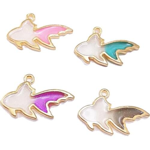 Fashion Charms Two Sides Enamels Alloy Goldfish Pearlescent Powder Series DIY Bracelet Earrings Necklace Jewelry Accessories
