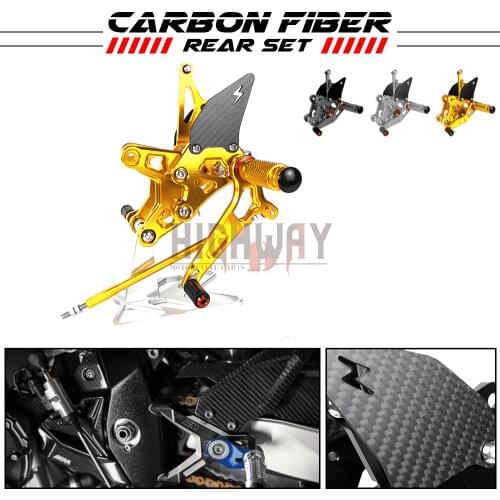 Motorcycle CNC & Carbon Fiber Footrest Rear Sets Adjustable Rearset Foot Pegs for KAWASAKI NINJA ZX-6R ZX6R 636 2009-2019