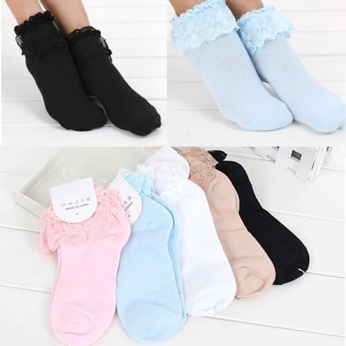 1 Pair 7 Colors Fashion Princess Girl Cute Sweet Women Ladies Vintage Lace Ruffle Comfortable Ankle Socks Short Socks