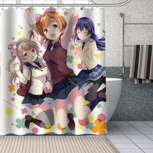 New Custom Japanese Anime Sakura Koharu Curtains Polyester Bathroom Waterproof Shower Curtain With Plastic Hooks More Size