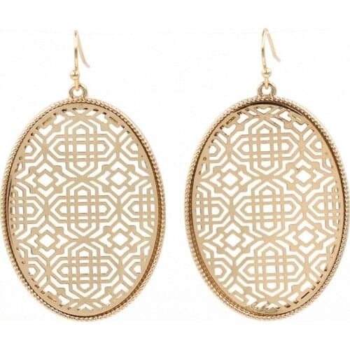 New Big Flat OVAL Filigree Dia Shaped drop earrings for Women