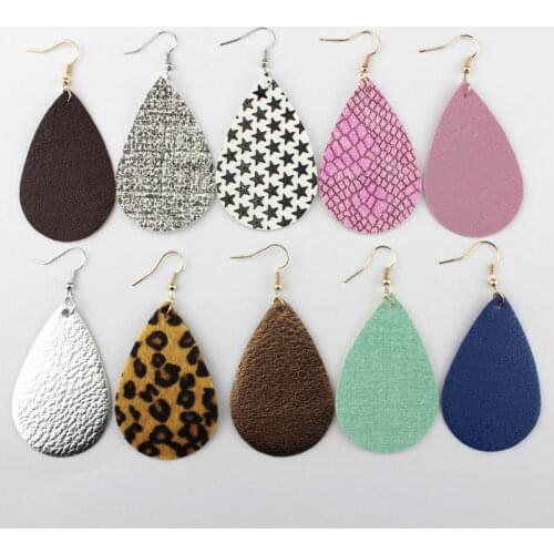 New Classic Leather Earrings Leopard Statement Earrings PU Leather Teardrop Earrings Jewelry Fashion Vegan Leather Earrings