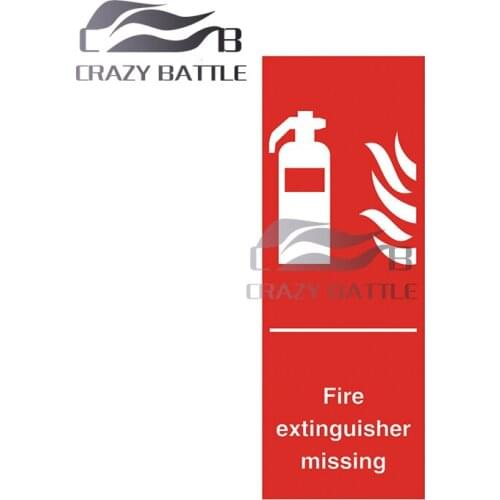 Crazy Battle 13 x 4.9cm Fire Extinguisher on Board Car Stickers Trunk Decal Car Accessories Vinyl Material Scratch-Proof Decor