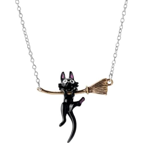 Anime Kikis Delivery Service JiJi Necklace Black Cat Pendant Cute Cosplay Hayao Miyazaki Jewelry For Women Girl Accessory Gift