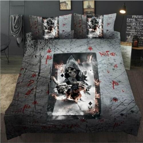 Duvet Cover 3D Death skull, king of chess and cards Dark messenger Bedding Sets 2/3pcs Quilt cover pillowcase housse de couette