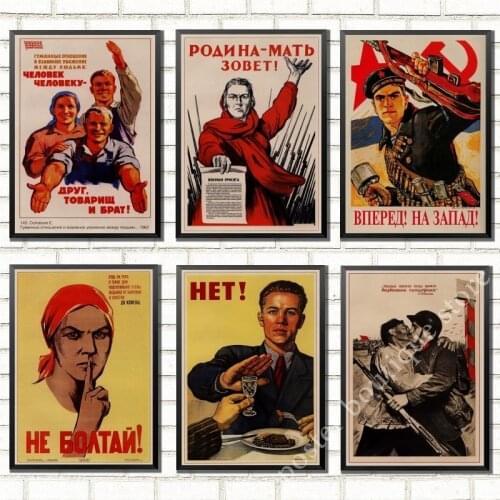 World War II Leninist Political Propaganda Soviet Union, Stalin Portrait CCCP Retro Poster, Kraft Paper Wall Decorative Vintage