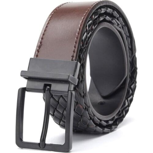 Aoluolan Casual pin Buckle Braided Belt male Belts For Women Jeans mens Belt