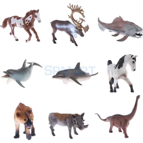 Realistic Simulation Plastic Animal Model Figure Reindeer Fish Dolphin Horse Hyena Dragon Model Figurine Kids Pretend Play Toys